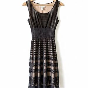 Studio M Junior Dress Black Tan Lace Whimsigoth Dark Fairycore Romantic Goth Y2K